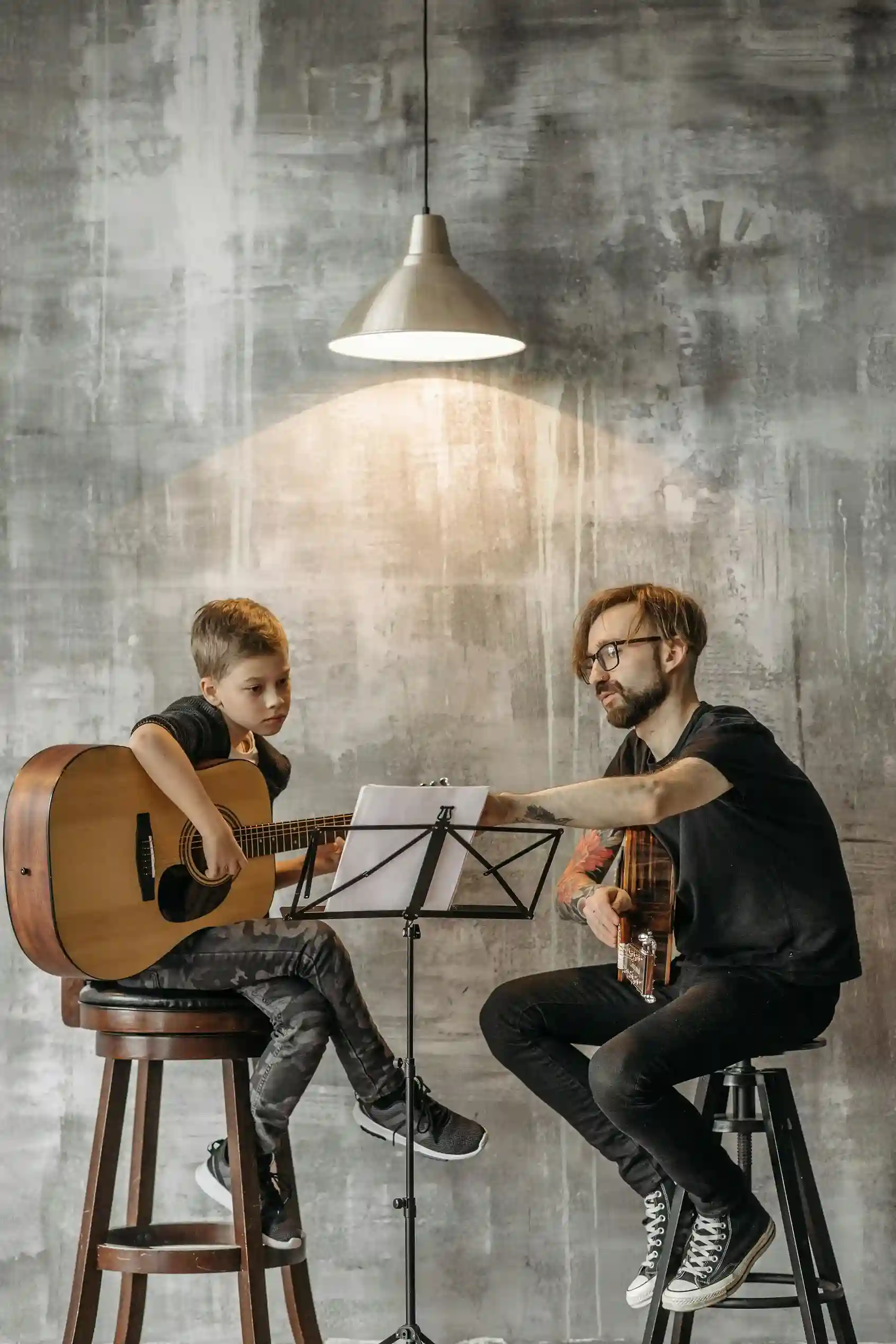 A student learning music at home